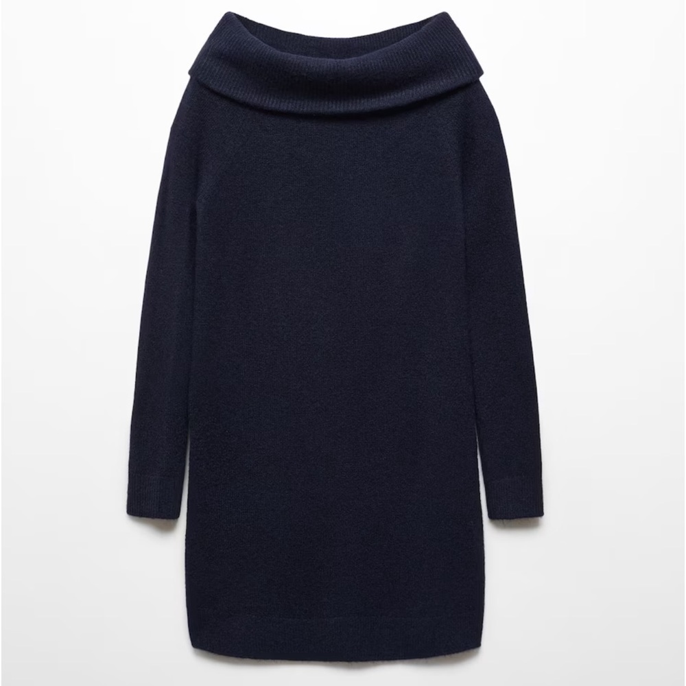 MANGO TEEN GIRL Off-shoulders dress- Navy- Small - Picture 3 of 7